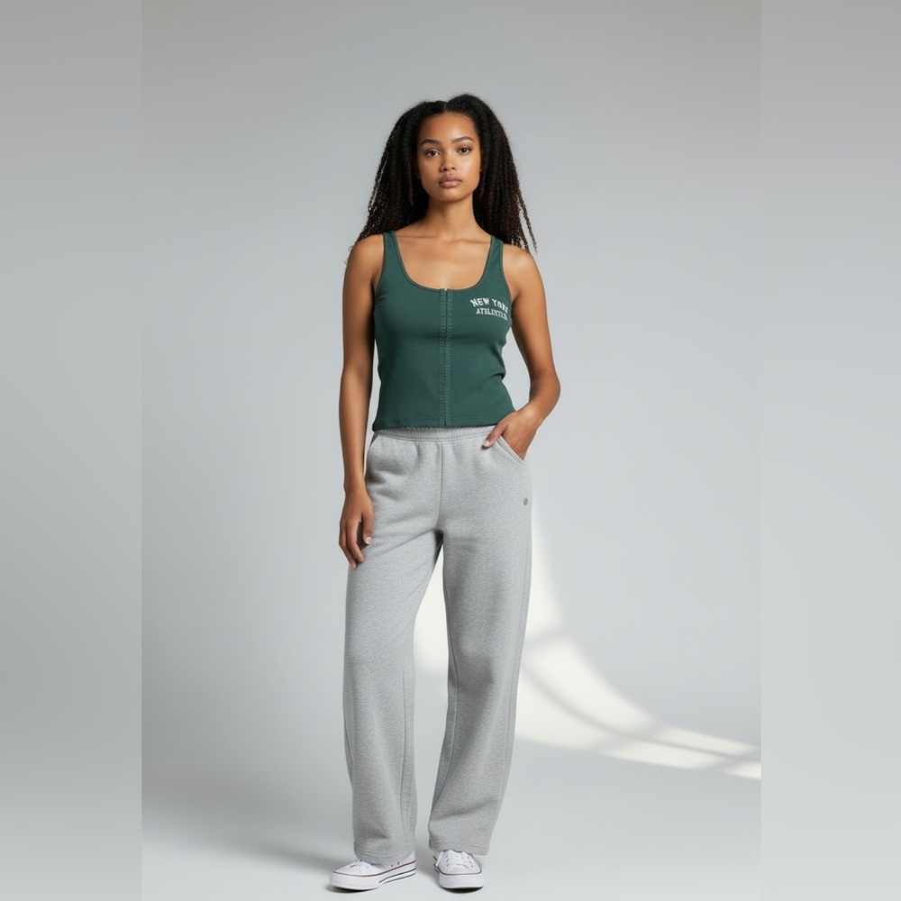 Pilcro Anthropologie Tank Top Green Button Front Summer Crop Medium NWT - Picture 2 of 14